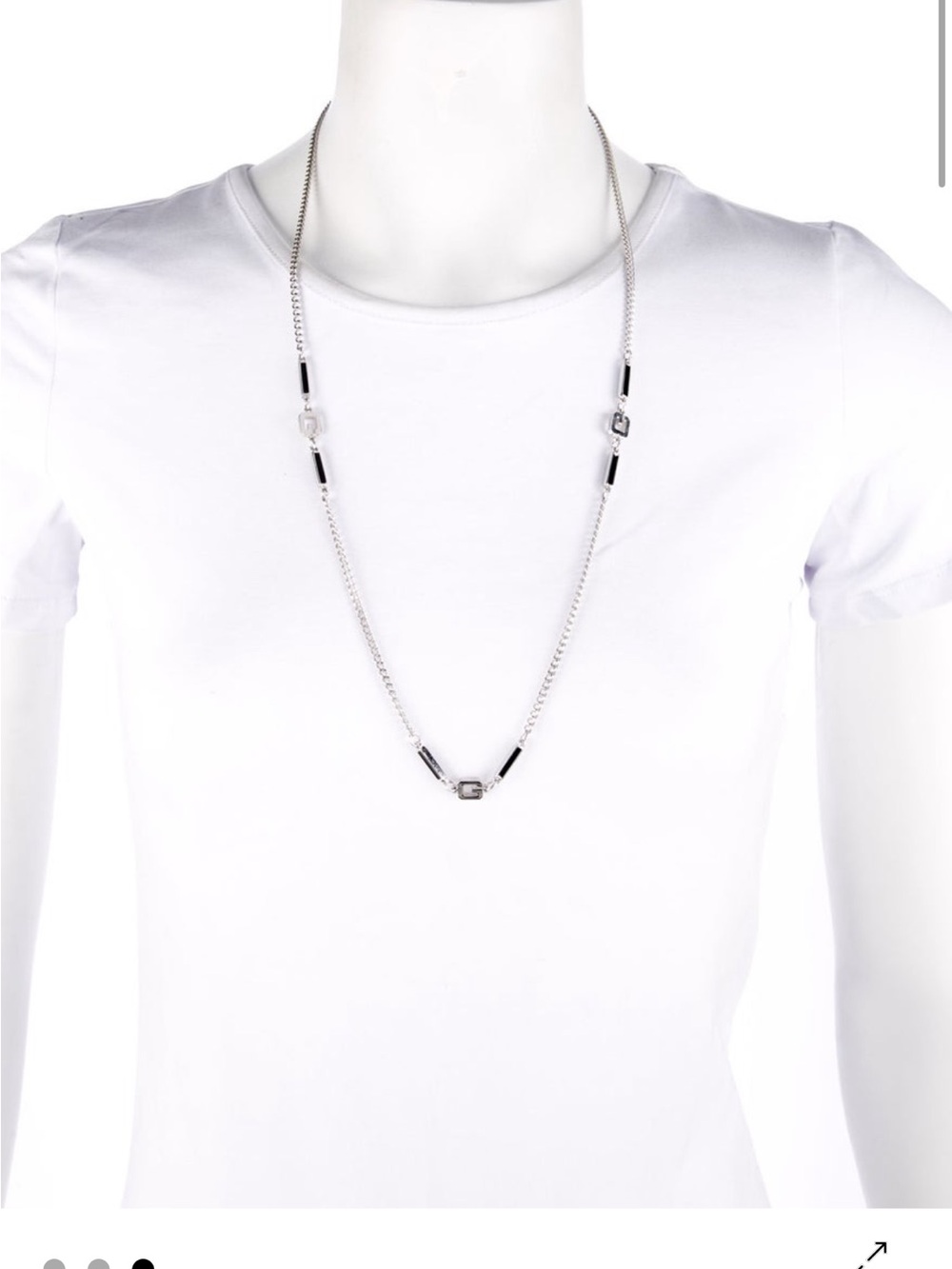 Givenchy Silver and Black Long Station Necklace